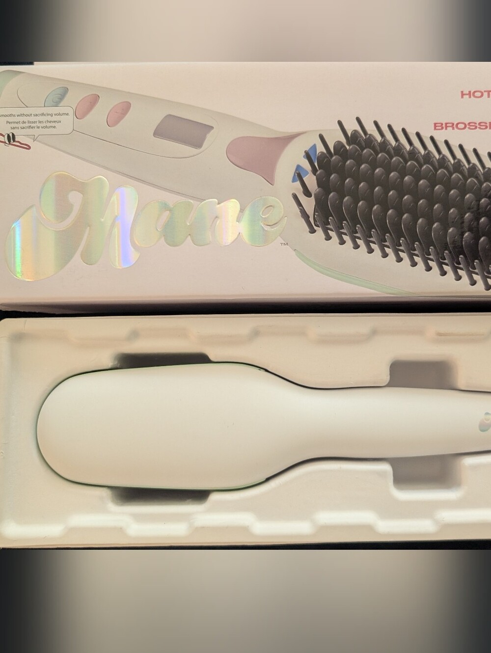 Mane Get Ur Sleek On Hair Straightener Brush And Sleeve NIB New